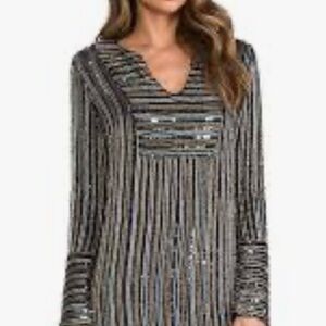 Torn by Ronny Kobo Black and Gold Sequin Mini Dress